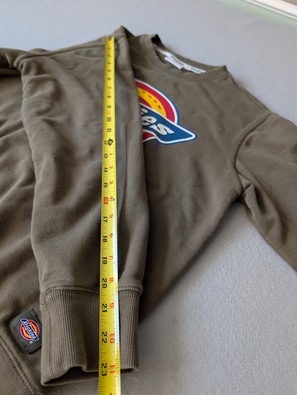 Dickies Olive Green Crewneck Sweatshirt Vintage Style Logo Utility Workwear Sz L image 9
